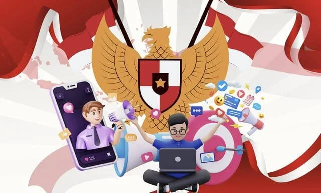 Ilustrasi Pancasila dan media digital sebagai simbol penguatan toleransi serta persatuan di tengah arus informasi dan media sosial